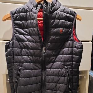 Brood Brothers Red Fleece Navy Red Puffer Vest, sz S